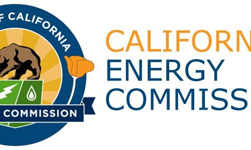 Logo of the california energy commission featuring the state seal with a bear, green energy symbols, and the commission's name.