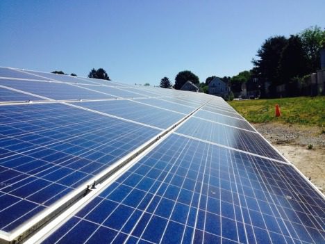 Solar panels generating clean energy.