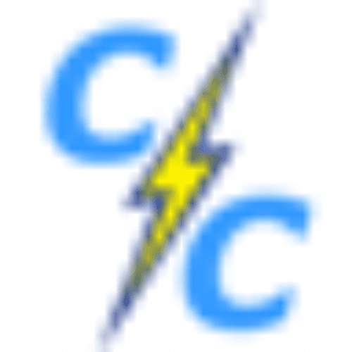 A blue and yellow lightning bolt with the letter c in front.