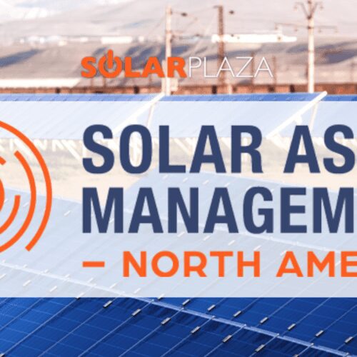 Banner overlaying a solar farm reading 