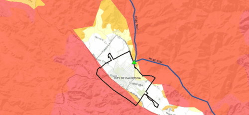 Calistoga city wildfire risk map.