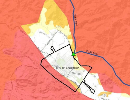 Calistoga city wildfire risk map.