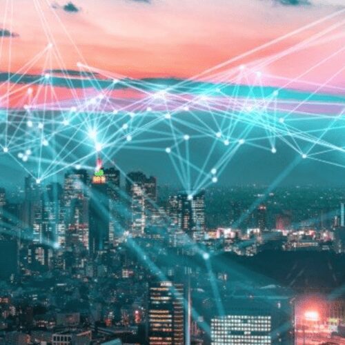 Smart city network, digital connections.
