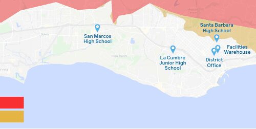 A map of san marcos high school and la cumbre junior high.