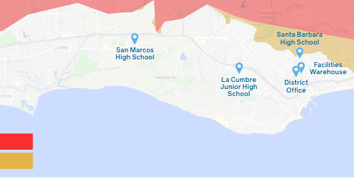 A map of san marcos high school and la cumbre junior high.