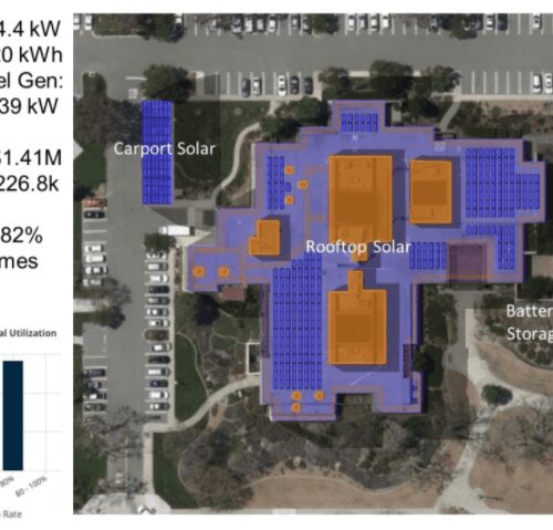 A map of the solar array on top of an old building.
