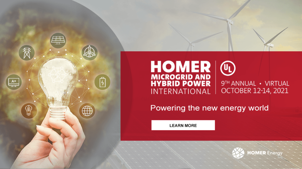A banner with an image of some food and the words " homer microgrid and hybrid power international ".