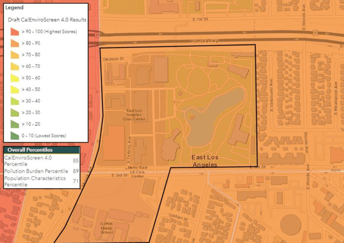 A map of the east los angeles area.