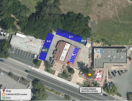 A map of the parking lot for the restaurant.