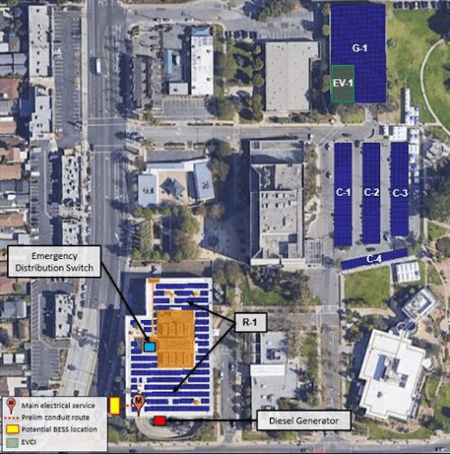 A map of the parking lot and surrounding area.