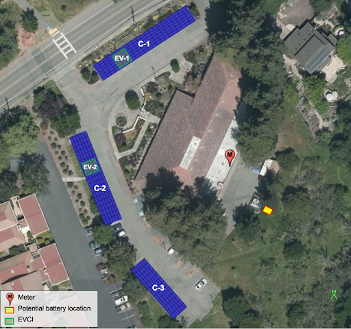 A map of the parking lot for a residential facility.