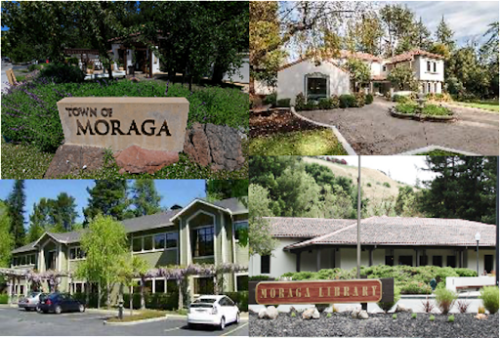 A collage of photos with the town of moraga.