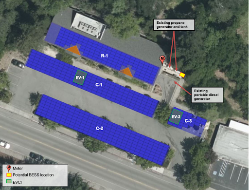 A map of the parking lot shows all the solar panels.