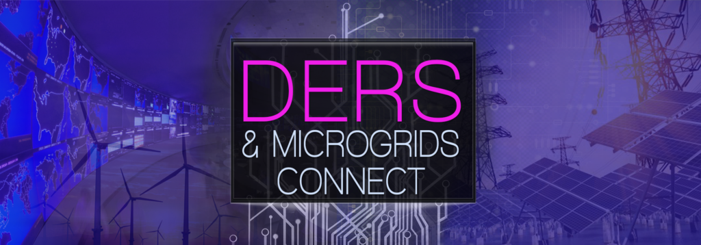 A neon sign that says ders and microgrids connect.