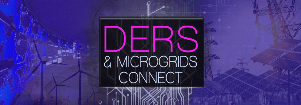 A neon sign that says ders and microgrids connect.