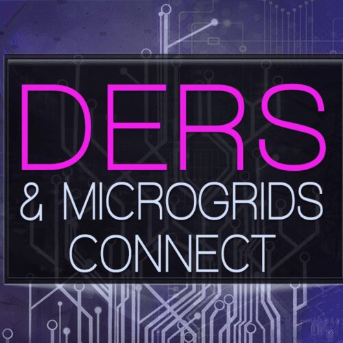 A neon sign that says ders and microgrids connect.