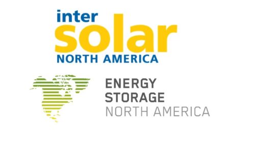 A logo for inter solar north america and energy storage north america.