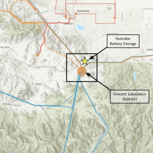 Vincent Substation and Humidor battery map.