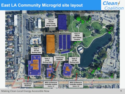 East LA Community Microgrid site layout map.