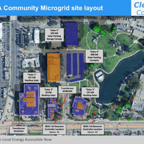 East LA Community Microgrid site layout map.