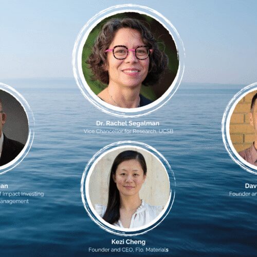 Four people with ocean background.